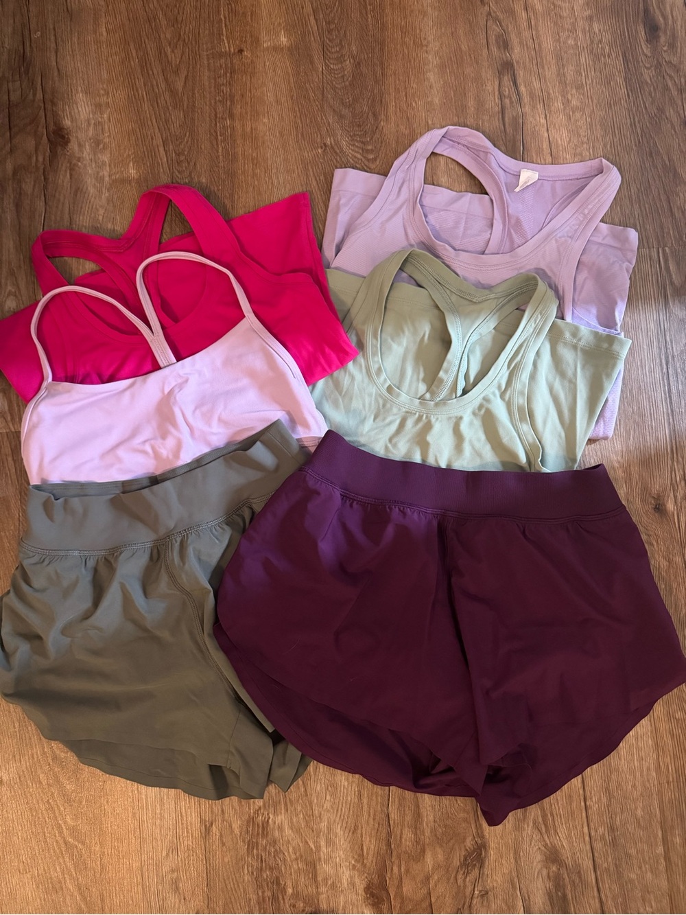 Women’s Active Tank Tops & Shorts Set - Pink, Lavender, Olive, Burgundy